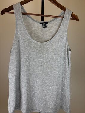 H&M Silver-Accent Light Gray Tank Top | Size S